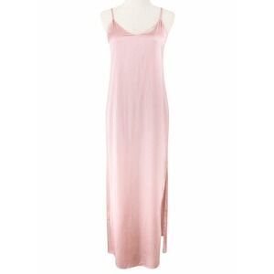 Dixie Satin Slip Dress Women Medium Light Pink Ankle Length Side Slit NWT  Maxi